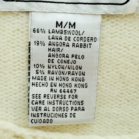 Vintage Spice of Life Cream Beaded Embroidered Lambs Wool Angora Sweater M - Picture 14 of 15